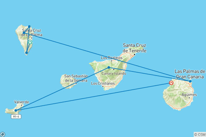 Carte du circuit Nouvel An à La Palma (8 jours)