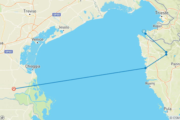 Map of Parenzana Mountain Bike Short Vacation 5 Days