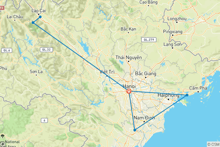 Kaart van Vietnam - Rond het betoverende landschap van Sapa (8 dagen)