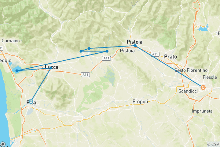 Karte von Kurzurlaub Toskana (5 Tage)