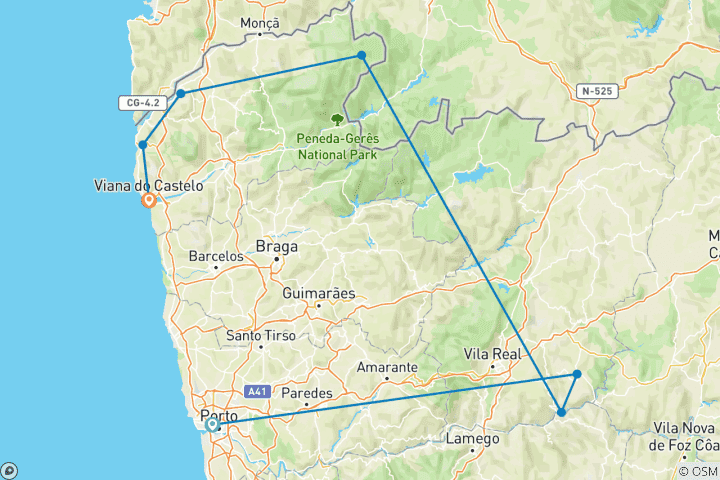 Map of The Highlights of Portugal's North9 Days