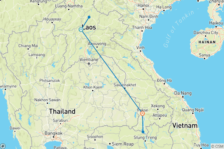 Karte von Laos - Nord & Süd (12 Tage)