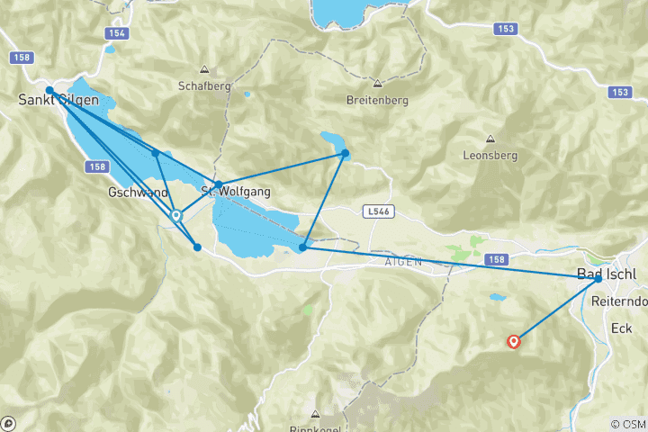 Mapa de Excursión imperial por el lago Wolfgangsee y Bad Ischl (5 días)