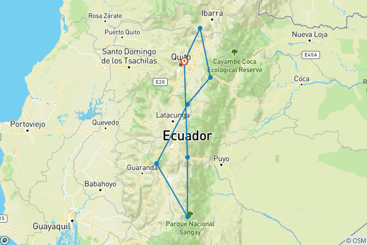 Karte von Wanderparadies Ecuador (15 Tage)