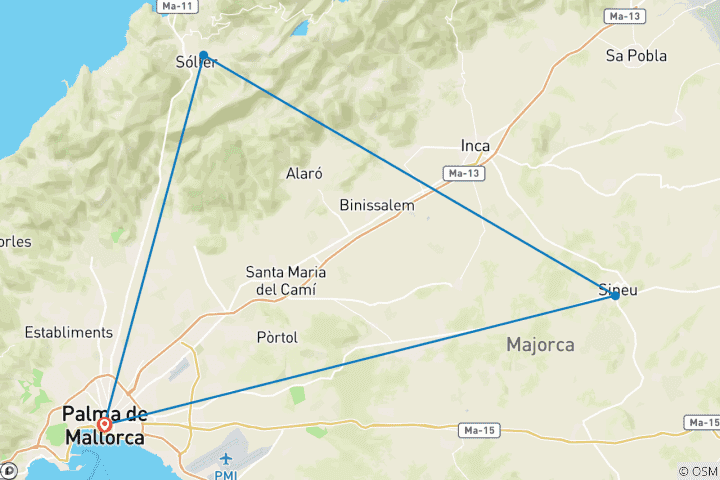 Karte von Mallorca - geführte E-Bike Reise - mediterrane Inselidylle (8 Tage)