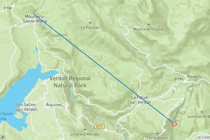 Karte von Trekking durch die Schluchten von Verdon (6 Tage)