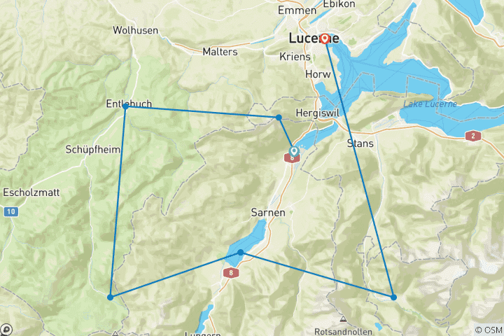 Carte du circuit Obwaldner Höhenweg - Les points forts de la Suisse centrale (8 jours)