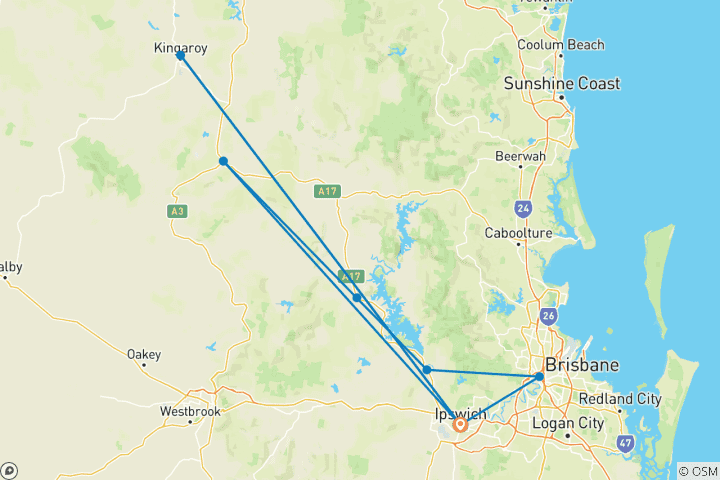 Karte von Australien - Brisbane Valley und Kilkivan Rail Trail mit dem Rad (8 Tage)