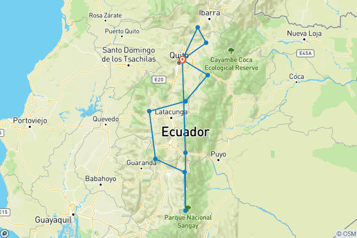 Kaart van Wandelparadijs Ecuador (14 dagen)