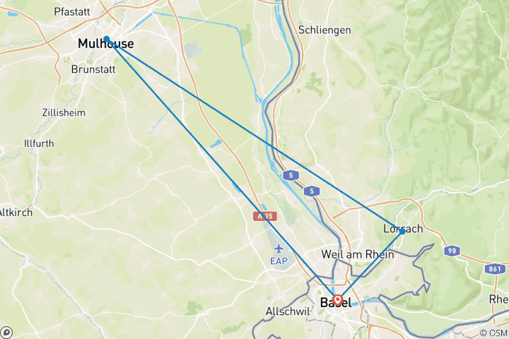 Map of Dreiland Cycle Route 7 Days