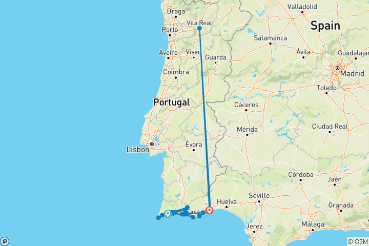 Carte du circuit Algarve de Charme - Le long de la côte de rêve du Portugal (8 jours)
