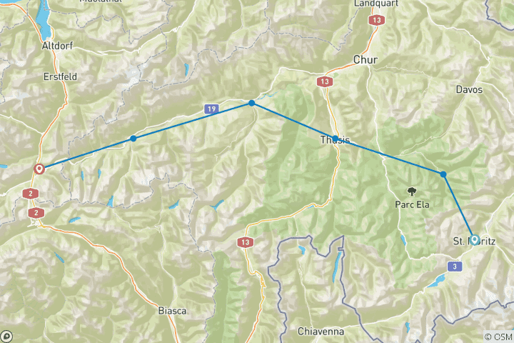 Carte du circuit Glacier Bike Tour Est (9 jours)