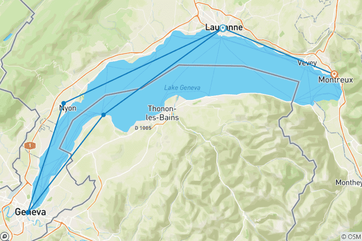 Map of Lake Geneva Round Trip 7 Days