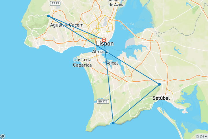 Karte von Geführte Radreise - Rund um Lissabon (5 Tage)