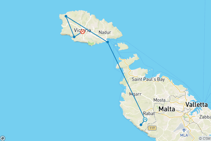 Karte von Malta und Gozo - der atemberaubende Küstenweg (8 Tage)