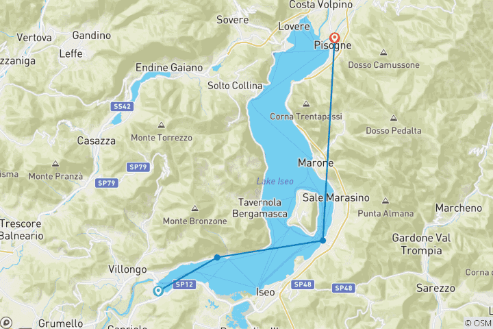 Carte du circuit Randonnée en Lombardie : Via Valeriana et le lac d'Iseo (7 jours)