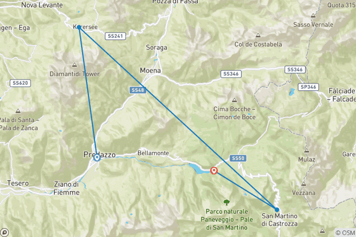 Map of Dolomites Ronda 2 - Comfort (6 days)