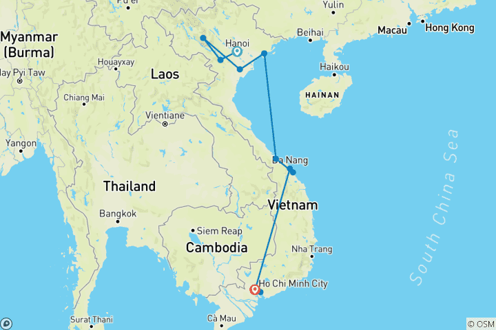 Karte von Vietnam in 20 Tagen entdecken (20 Tage)