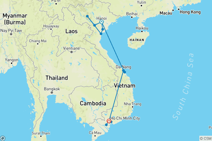Karte von Der Eindruck von Vietnam in 12 Tagen (12 Tage)