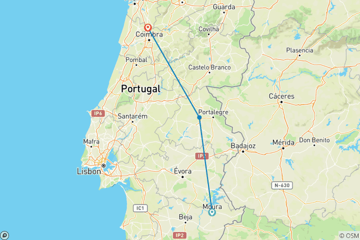 Map of Portugal - Discover the Alentejo Region on Hidden Trails by Gravel Bike 7 Days