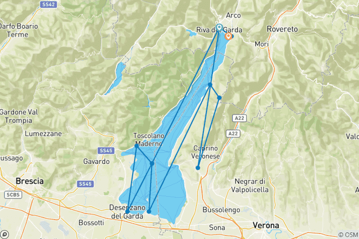 Carte du circuit Le tour du lac de Garde (8 jours) (from Riva del Garda to Nago)