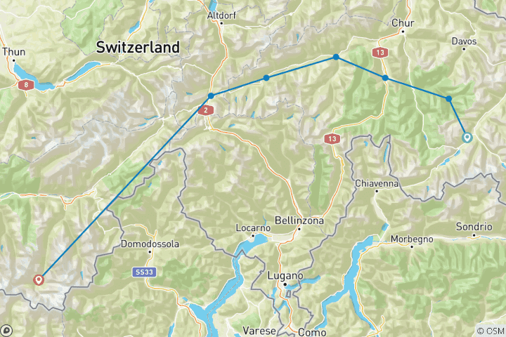 Carte du circuit Glacier Bike Tour - itinéraire complet (12 jours)
