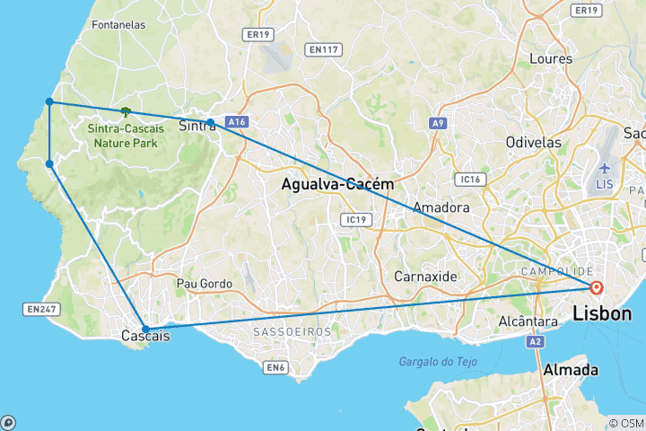 Map of Portugal - Short Tour to Sintra 5 Days