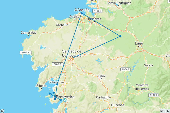 Map of Way of St. James - Route of Father Sarmiento9 Days