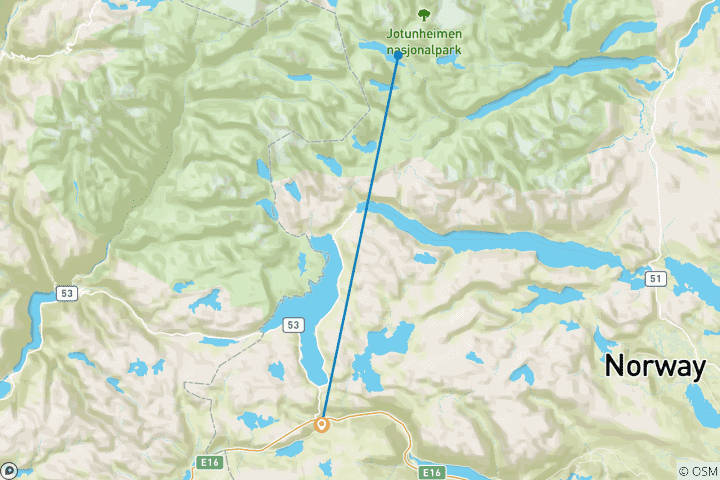 Map of Premium snowshoe Adventure in the Heart of Norway 8 Days