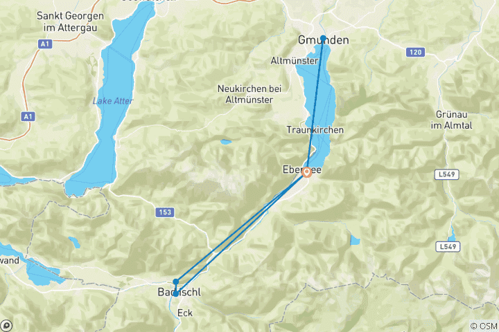 Mapa de Jornadas de actividades de invierno en la región de Traunsee-Almtal (5 días)