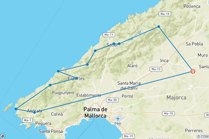 Carte du circuit Traversée de la Serra Tramuntana par le GR 221 (12 jours)
