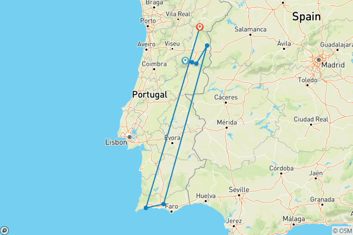 Karte von Portugal - Historische Dörfer & Douro-Tal mit Gravel-Bike erkunden (8 Tage)