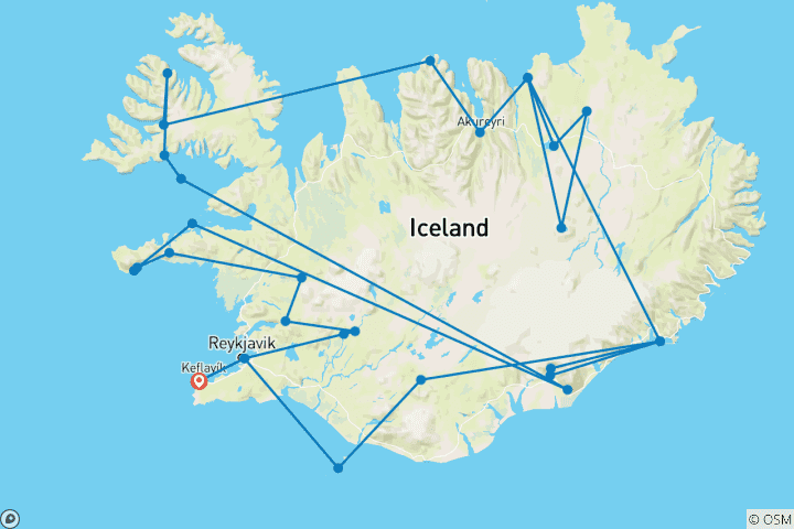 Karte von Die Vollkommene Runde durch Island (29 Tage)