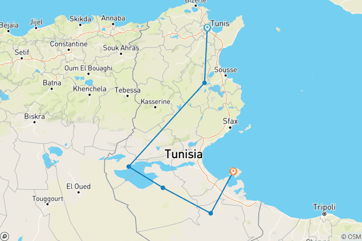 Map of Tunesien: Sahara (9 Tage)