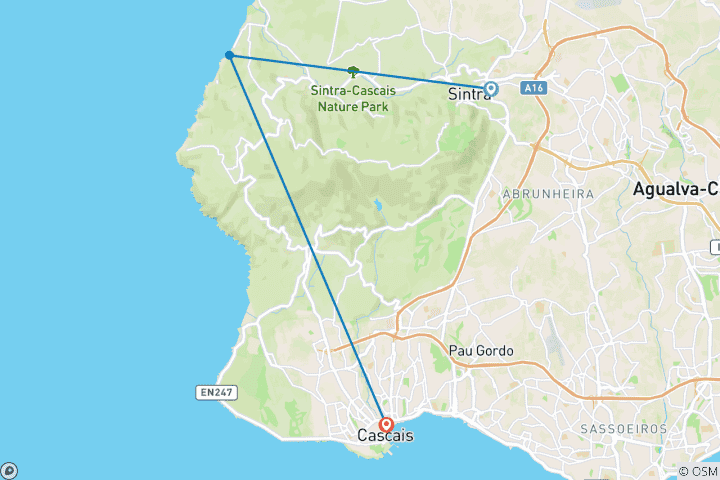 Karte von Portugal - Die Sintras und ihr Weltkulturerbe mit einfachen Hotels (6 Tage)