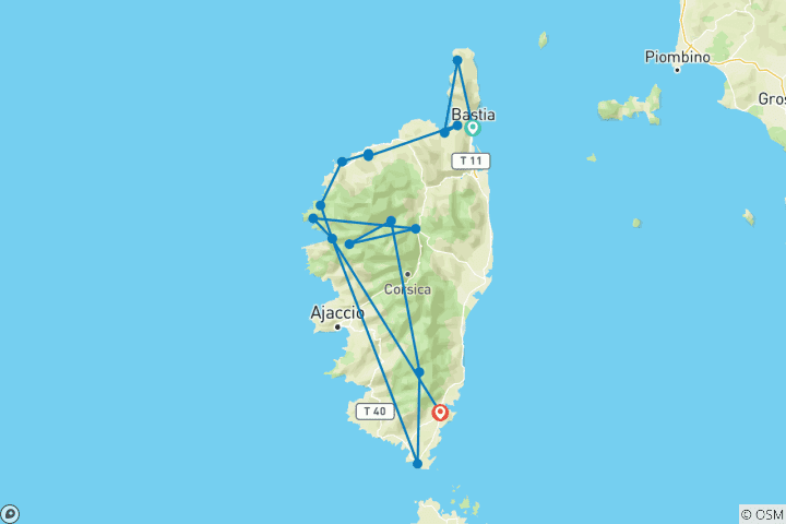 Carte du circuit Corse - Le GT20 en vélo électrique (11 jours)