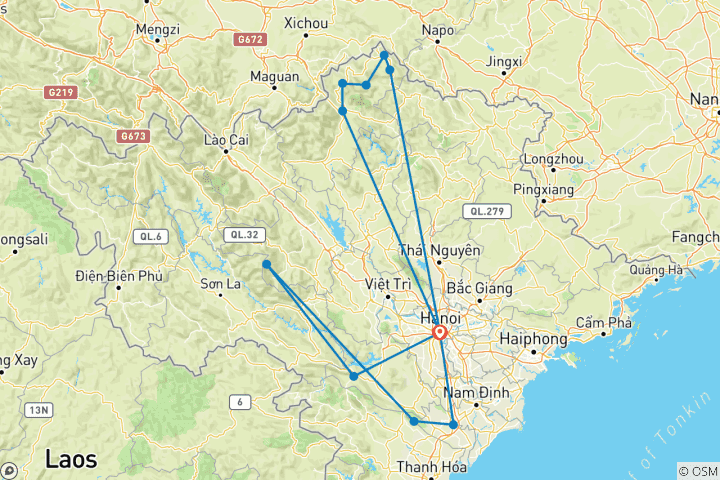 Karte von Das Beste der Bergwelt Nordvietnams (14 Tage)