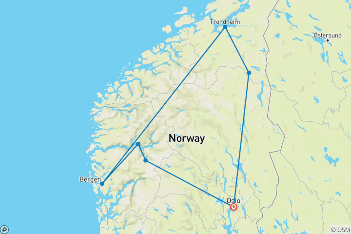 Karte von Spektakuläre norwegische Fjorde mit Haliva Kreuzfahrterlebnis (8 Tage)