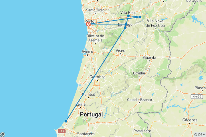Karte von Portugal - Das Douro-Tal mit dem E-Bike (8 Tage)