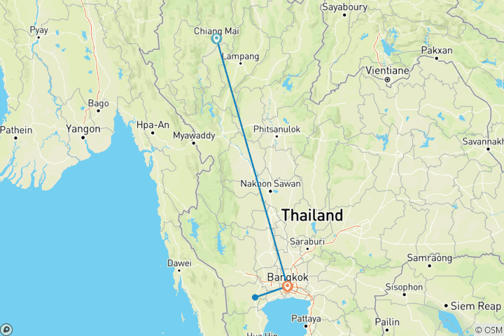 Mapa de Explorador del Norte de Tailandia - 8 Días 7 Noches
