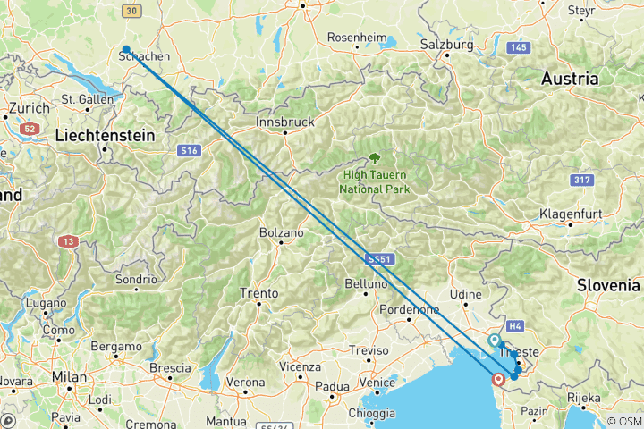 Map of Ein Wanderweg von Monfalcone nach Piran (7 Tage)
