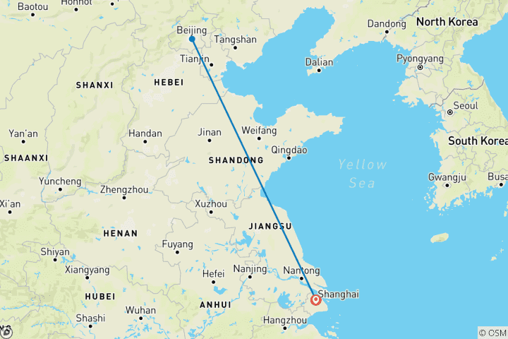 Karte von 2-tägige private Imperial-Peking-Reise ab Shanghai mit dem Schnellzug
