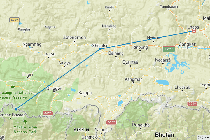 Map of 12 Days Panoramic Tibet Small Group Tour (Max 15) |Western China Package Adventure