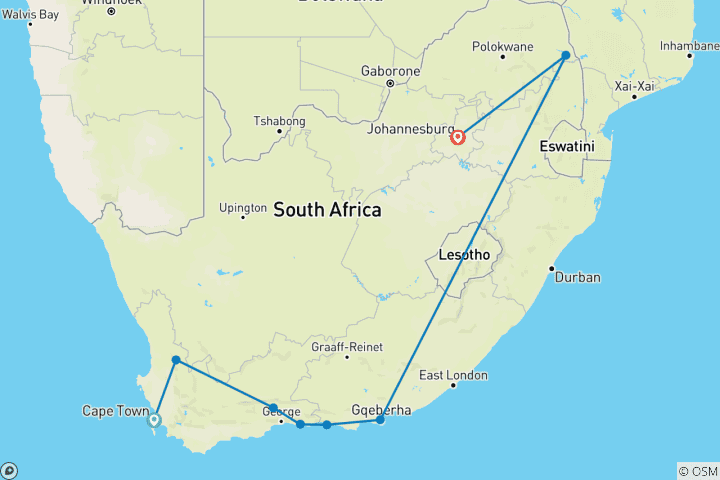 Map of City, Coast & Safari - Best of South Africa
