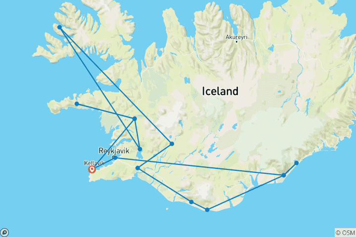 Karte von Island Signature: Roadtrip von Highlands zur Gletscher-Lagune