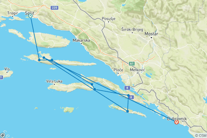 Map of Cycling Croatia's Dalmatian Coast (2026)
