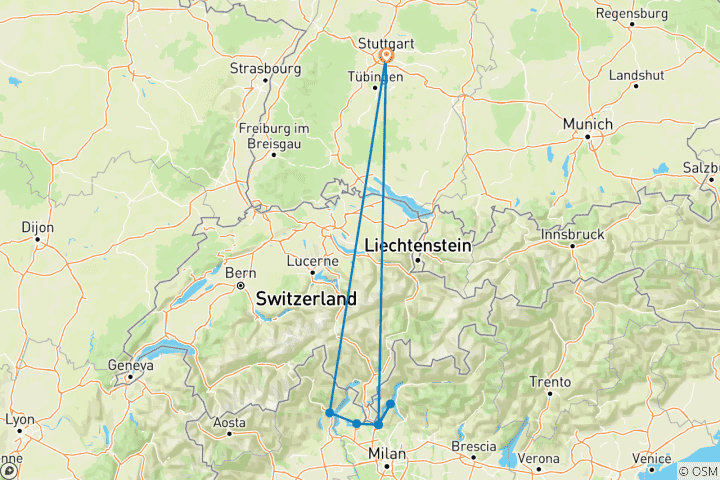 Carte du circuit L'ambiance des lacs de l'Italie du Nord