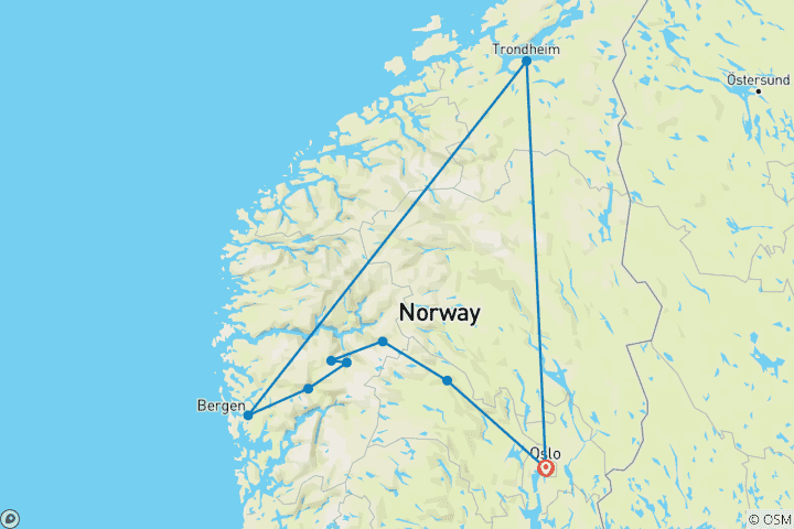 Carte du circuit Fjords norvégiens avec Cruise Discovery