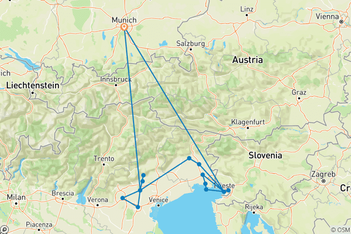 Map of Friuli - Veneto Palladio, Prosecco and Prosciutto