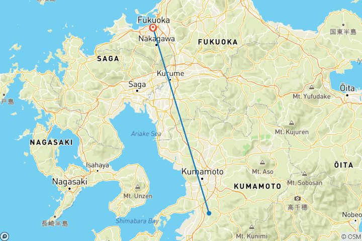 Map of 7 Days Kyushu Anime Pilgrimage: One Piece & Attack on Titan Adventure(private guide and driver)Family Tour - Customizable